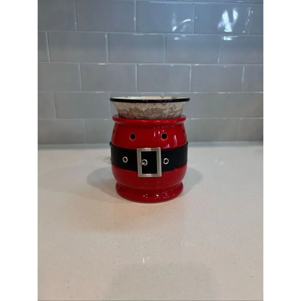 Scentsy Jolly Santa Holiday Christmas Full Size Ceramic Wax Warmer Red Black